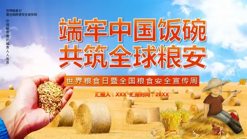 卡通风端牢中国饭碗共筑全球粮食安全世界粮食日PPT专题演示