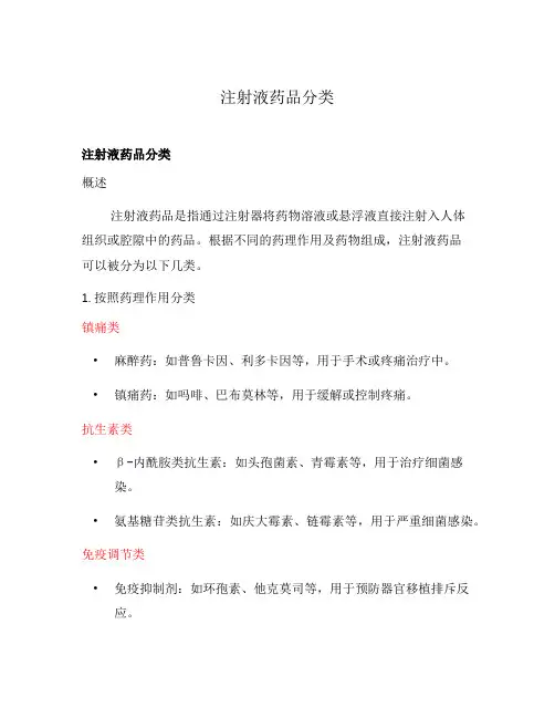 注射液药品分类