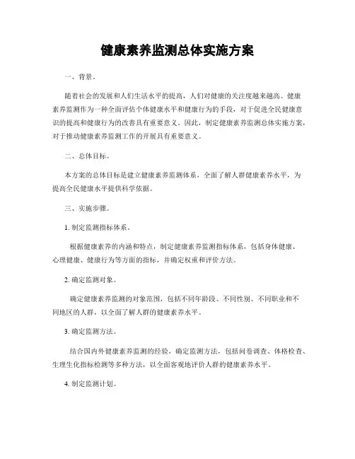 健康素养监测总体实施方案
