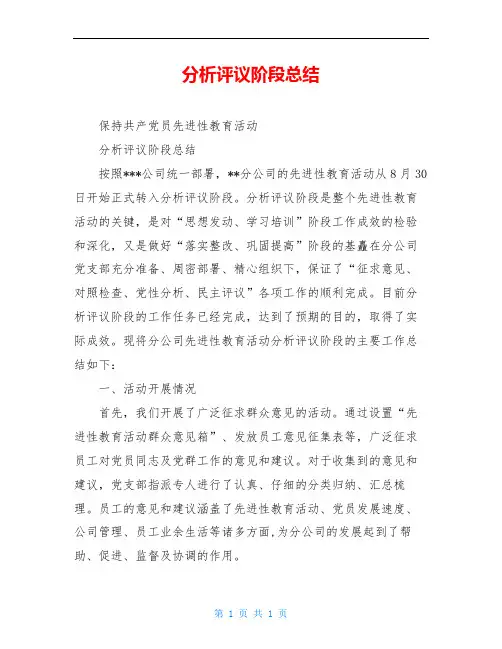 分析评议阶段总结