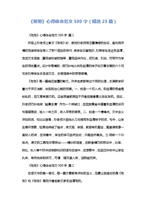 《匆匆》心得体会范文500字(精选23篇)