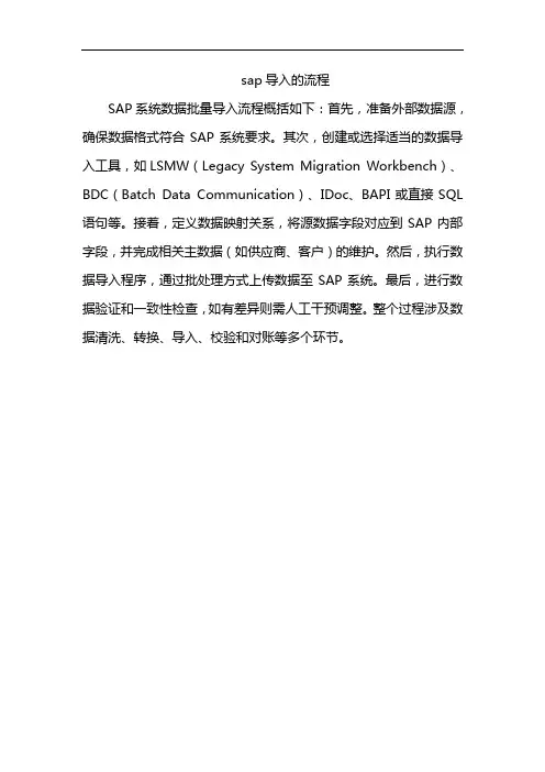 sap导入的流程