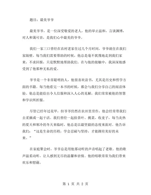 最美爷爷作文范文