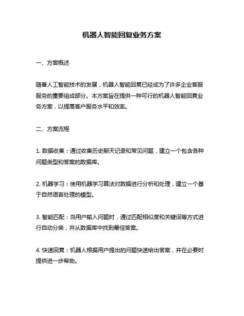 机器人智能回复业务方案