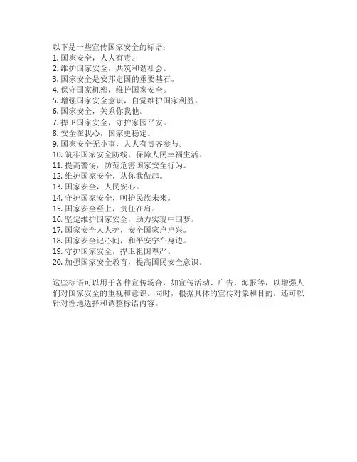 宣传国家安全的标语