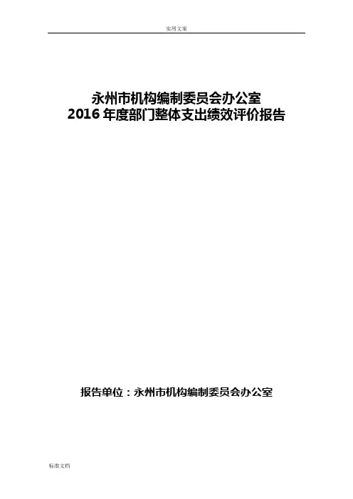 部门整体支出绩效评价与衡量报告材料