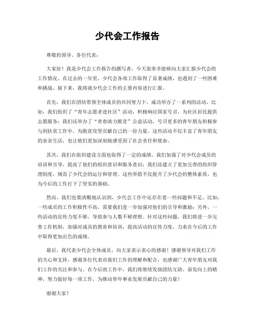 少代会工作报告