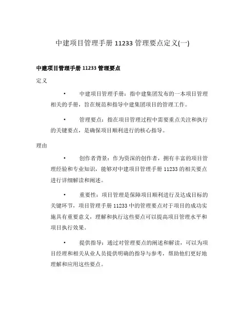 中建项目管理手册11233管理要点定义(一)
