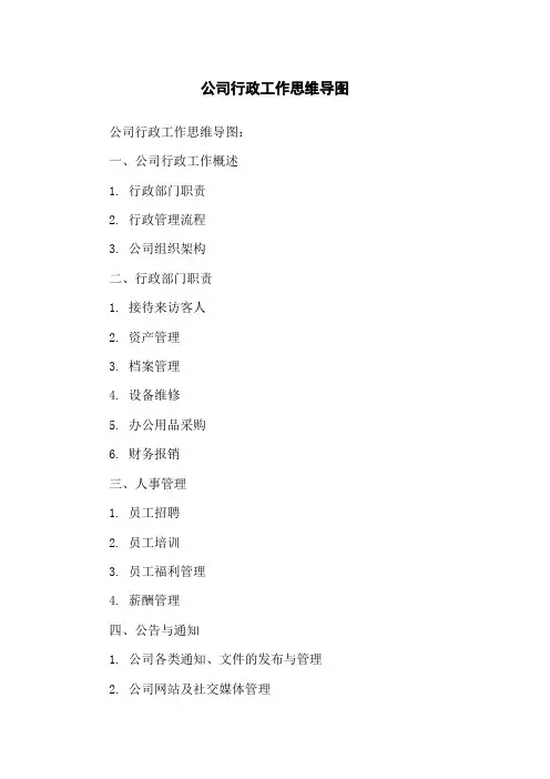 公司行政工作思维导图