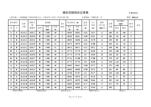 锤击沉桩综合记录表(引桥) 表257-2008