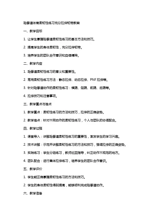 跆拳道体育柔韧性练习充分拉伸韧带教案