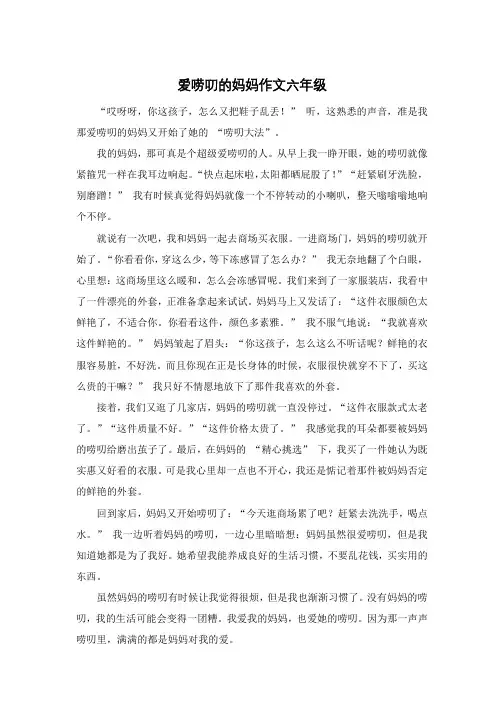 爱唠叨的妈妈作文六年级