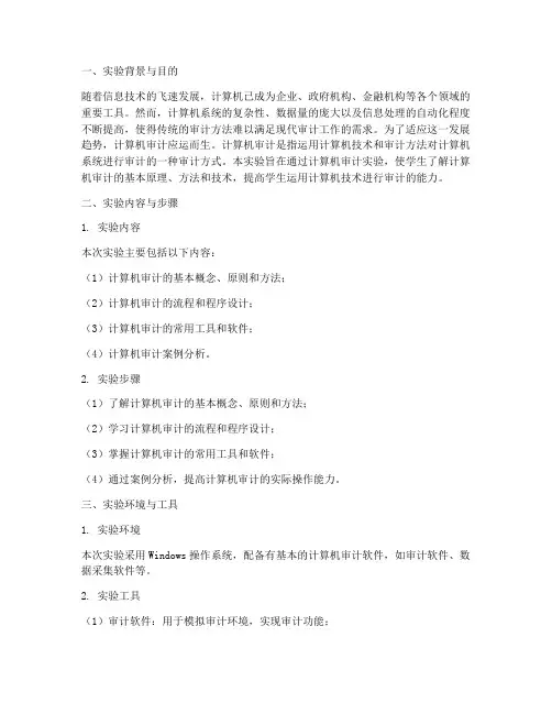 计算机审计实验报告开头