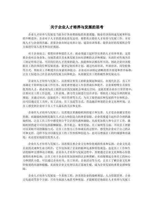 关于企业人才培养与发展的思考