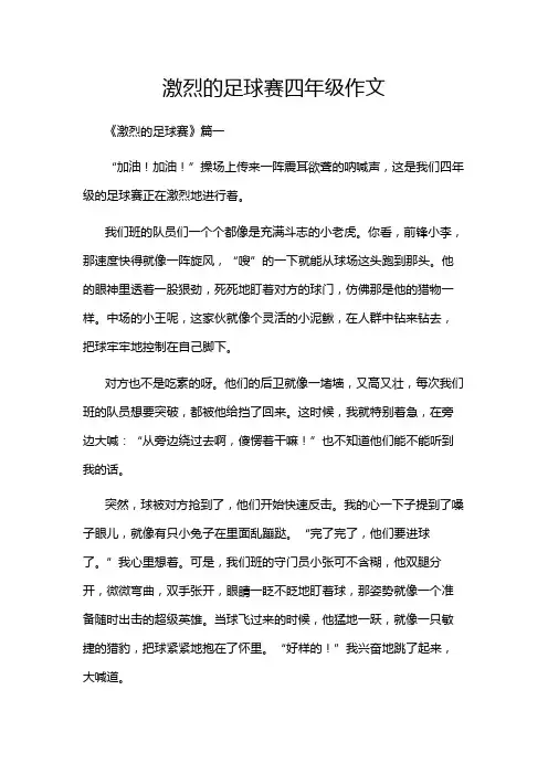 激烈的足球赛四年级作文