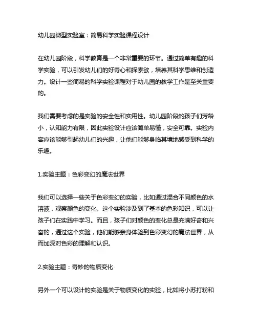 幼儿园微型实验室：简易科学实验课程设计