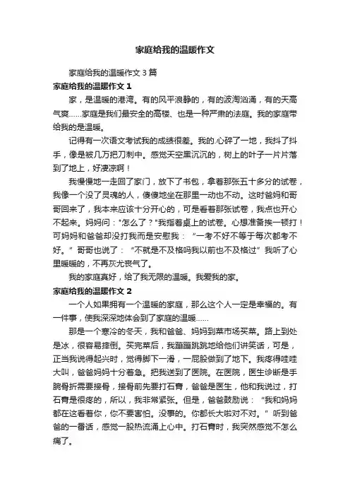 家庭给我的温暖作文3篇