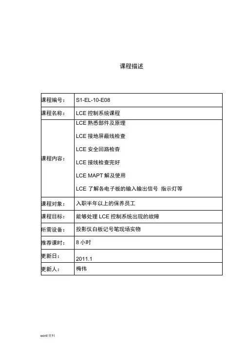 通力电梯技能培训教材系列