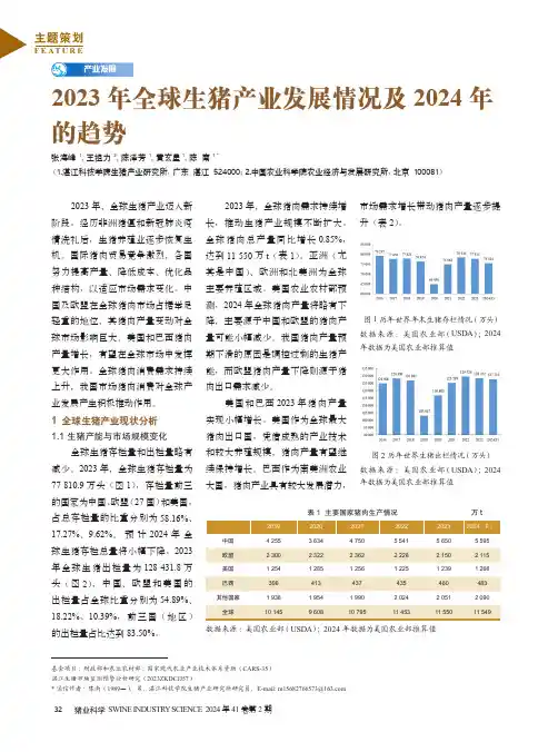 2023年全球生猪产业发展情况及2024年的趋势
