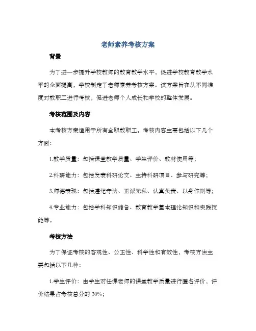 老师素养考核方案