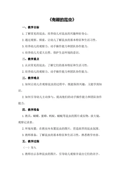 中班教案《有趣的昆虫》