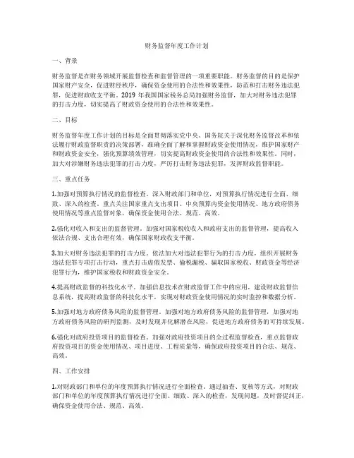财务监督年度工作计划