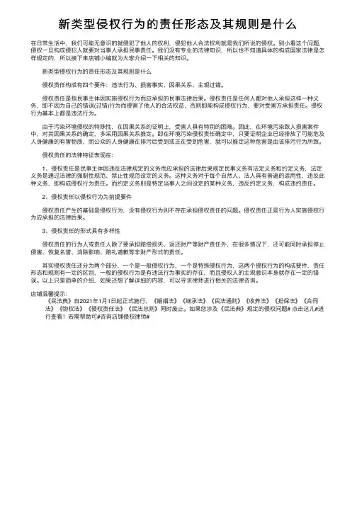 新类型侵权行为的责任形态及其规则是什么