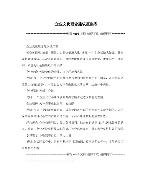 企业文化理念建议征集表