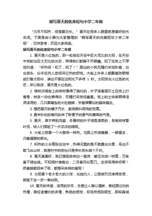 描写夏天的优美短句小学二年级