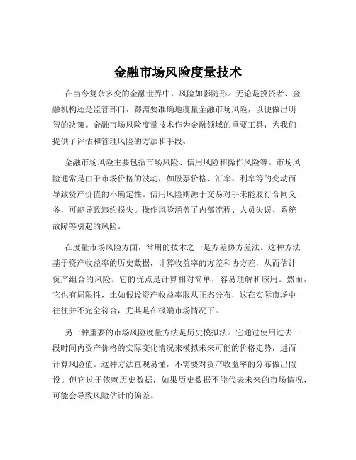 金融市场风险度量技术