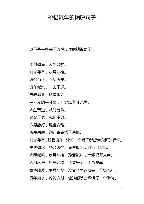 珍惜流年的精辟句子