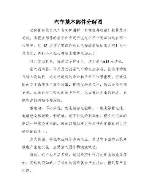 汽车基本部件分解图