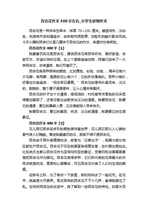 百合花作文400字左右_小学生状物作文