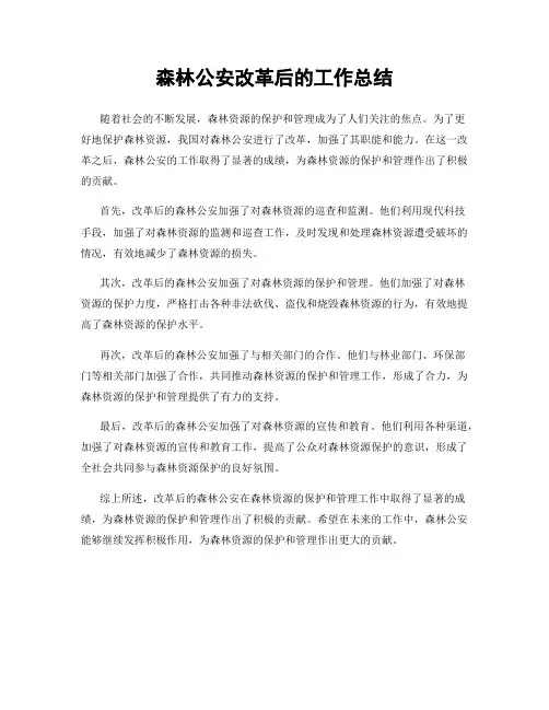 森林公安改革后的工作总结