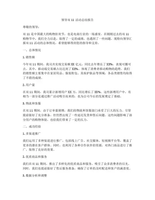 领导双11活动总结报告