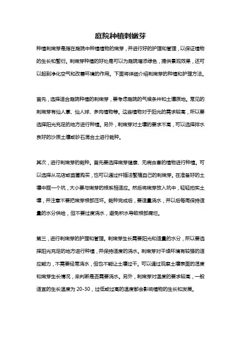 庭院种植刺嫩芽