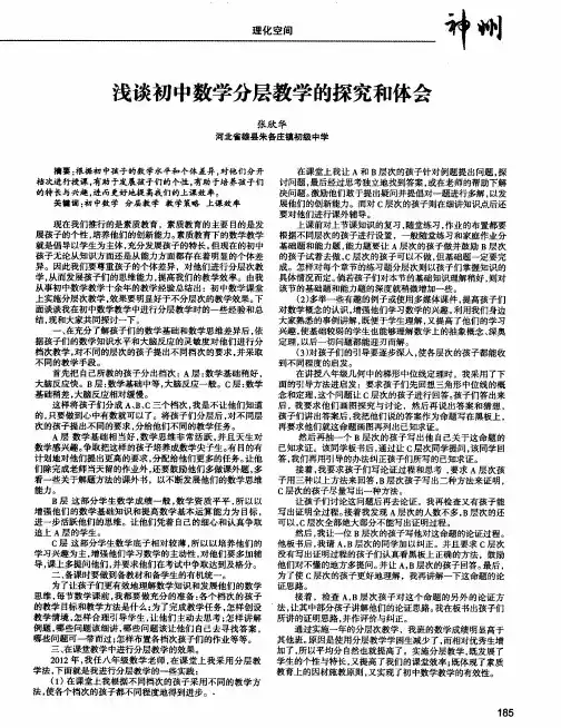 浅谈初中数学分层教学的探究和体会