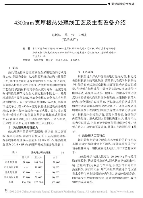 4300mm宽厚板热处理线工艺及主要设备介绍