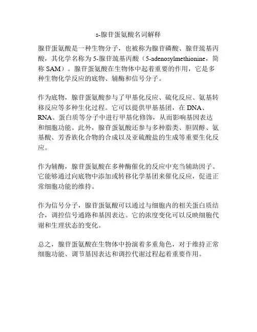 s-腺苷蛋氨酸名词解释