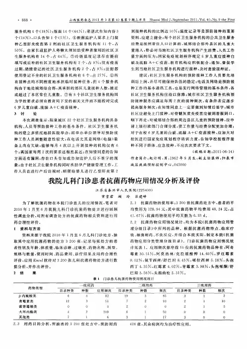 我院儿科门诊患者抗菌药物应用情况分析及评价