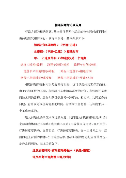 六年级数学相遇追击、问题练习