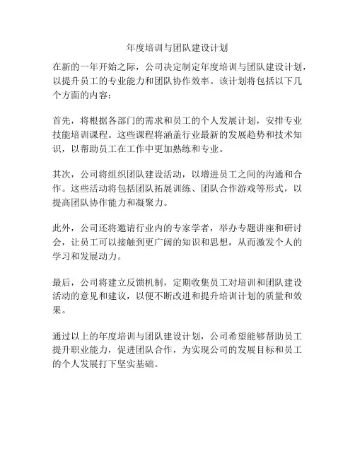 年度培训与团队建设计划