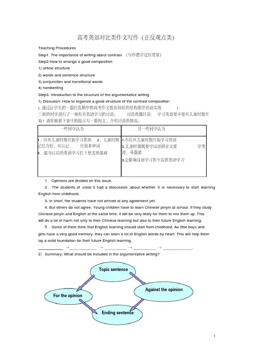 高考英语对比类作文写作(正反观点类)