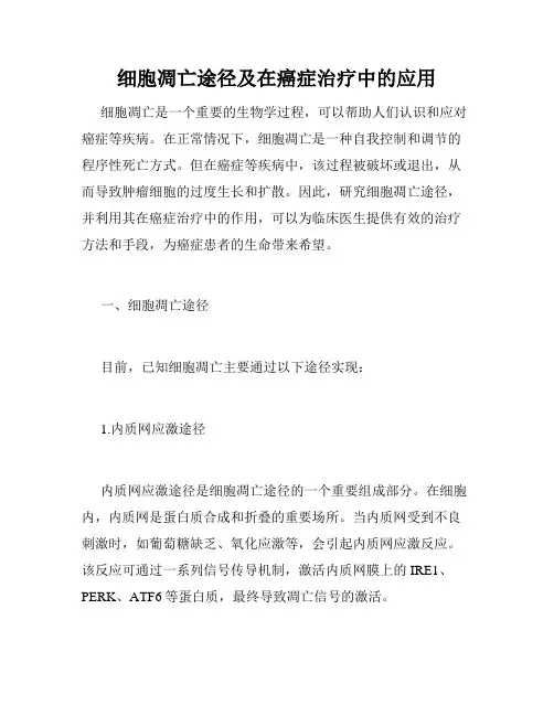 细胞凋亡途径及在癌症治疗中的应用