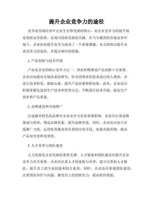 提升企业竞争力的途径