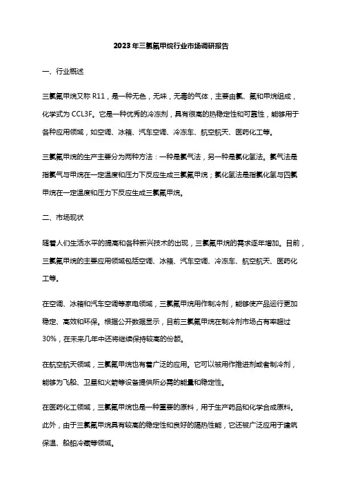 2023年三氯氟甲烷行业市场调研报告