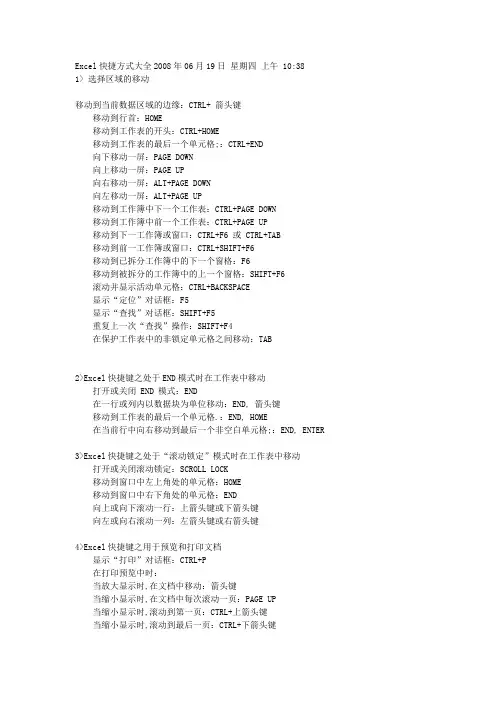 Excel快捷方式大全