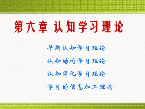 教育心理学—认知学习理论