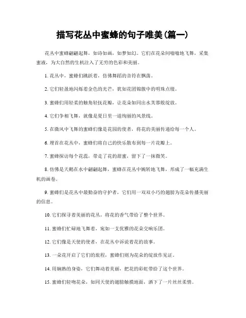 描写花丛中蜜蜂的句子唯美(精选2篇)