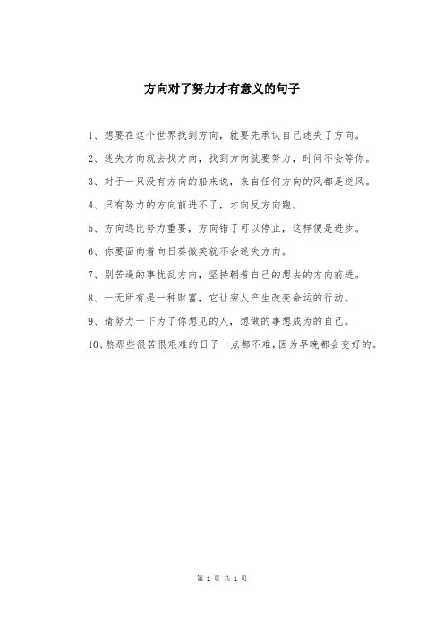 方向对了努力才有意义的句子